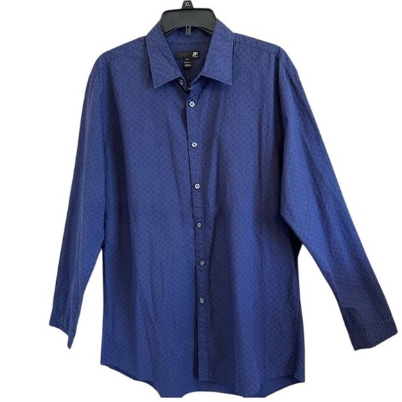 NWT JF J. Ferrar Blue Men's Slim‎ Fit Long Sleeve Button-Up Shirt Size XXL - Picture 1 of 4